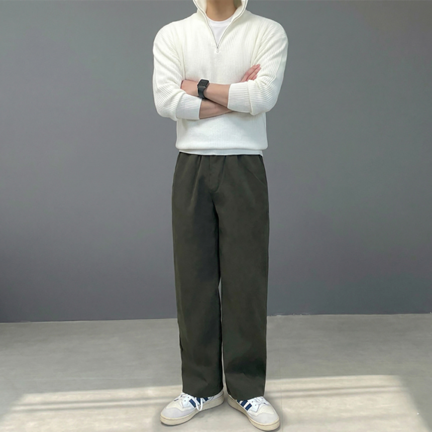 남자 풀 밴딩 슬랙스 링클프리 테이퍼드핏 바지