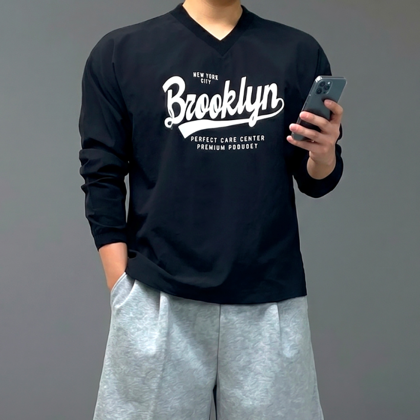 남자 럭비 나일론 맨투맨 바람막이 v넥 티셔츠