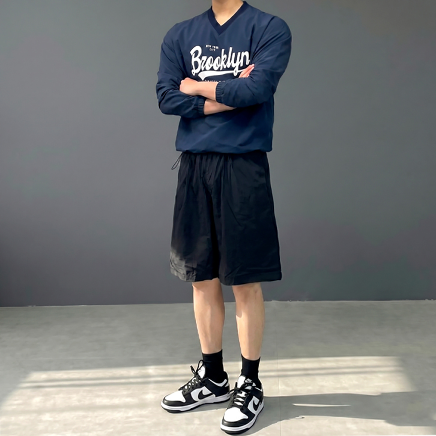 남자 럭비 나일론 맨투맨 바람막이 v넥 티셔츠