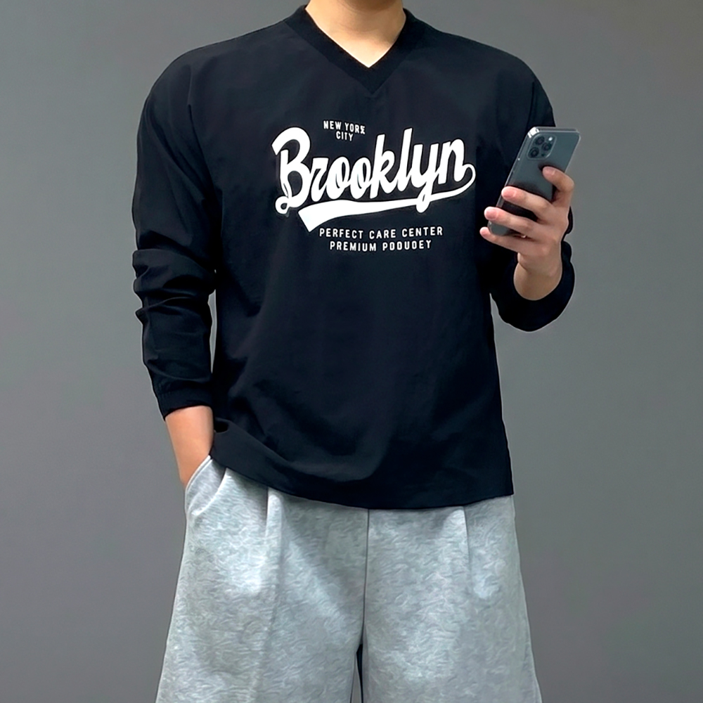 남자 럭비 나일론 맨투맨 바람막이 v넥 티셔츠