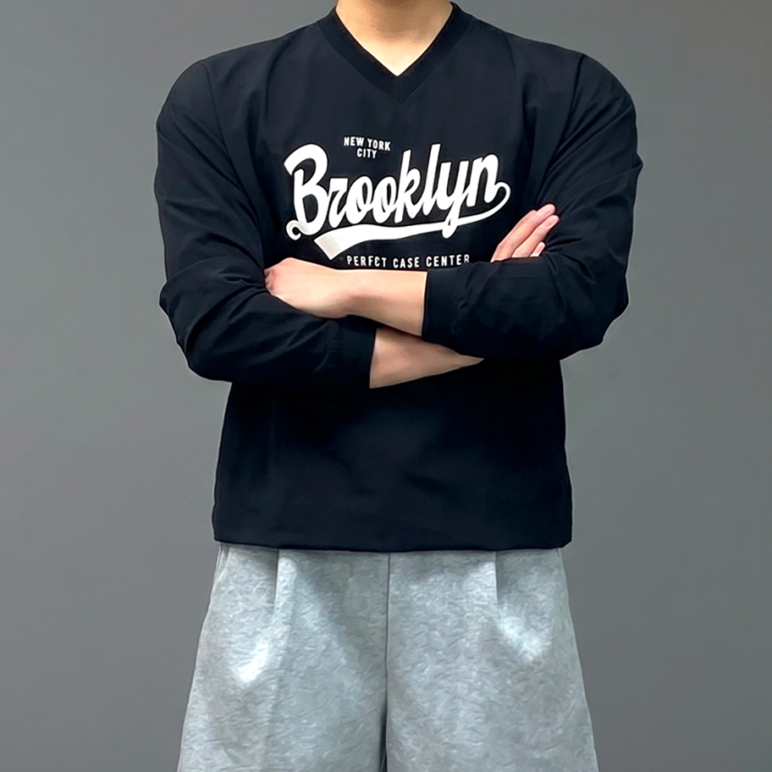 남자 럭비 나일론 맨투맨 바람막이 v넥 티셔츠