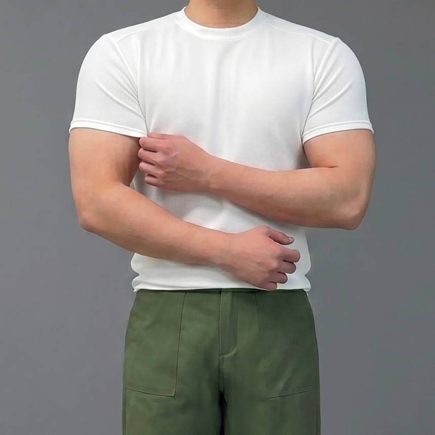 남자 어깨 넓어 보이는 크롭 머슬핏 반팔
