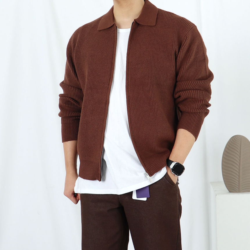 남자 자켓형 올드머니룩 카라 가디건