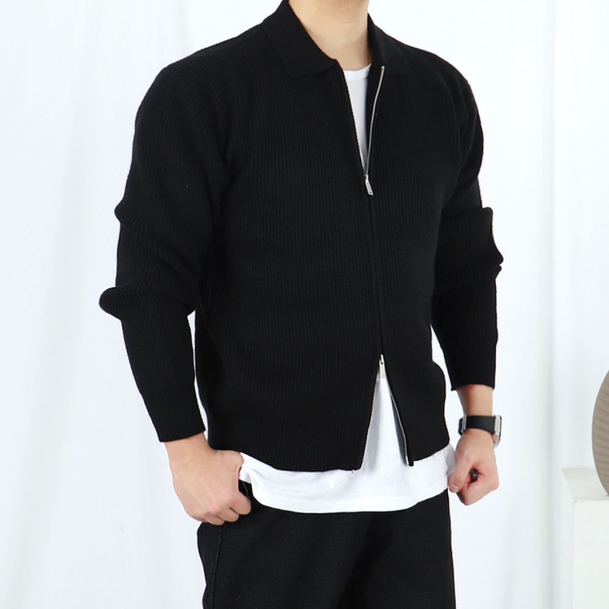 남자 자켓형 올드머니룩 카라 가디건