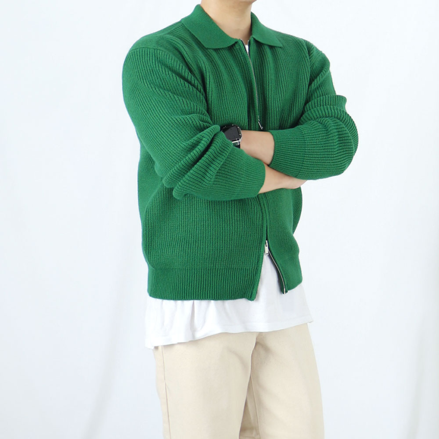 남자 자켓형 올드머니룩 카라 가디건