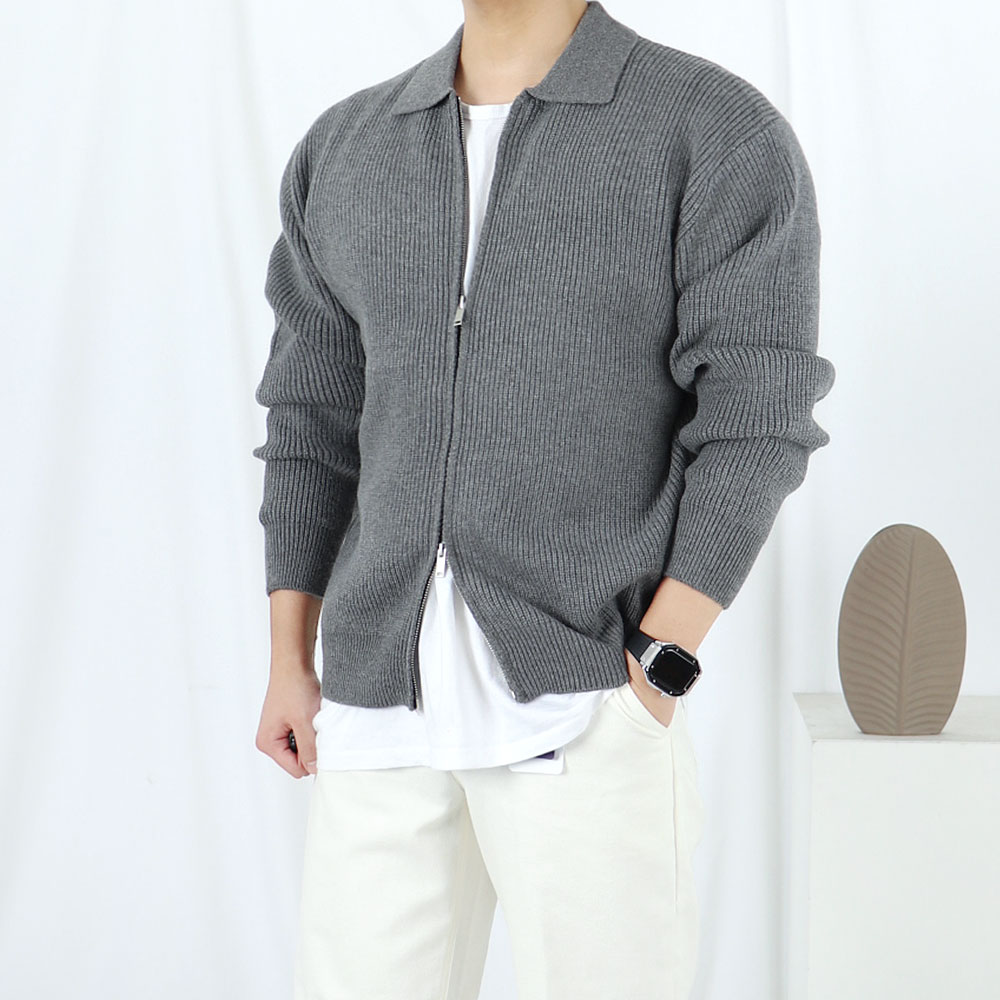 남자 자켓형 올드머니룩 카라 가디건