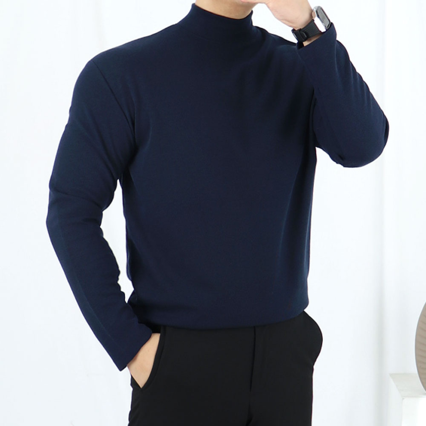 남자 머슬핏 반폴라 반터틀넥 니트