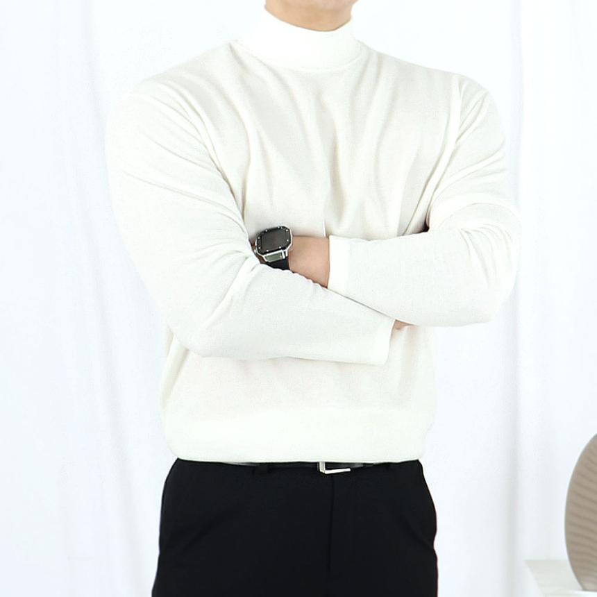 남자 머슬핏 반폴라 반터틀넥 니트