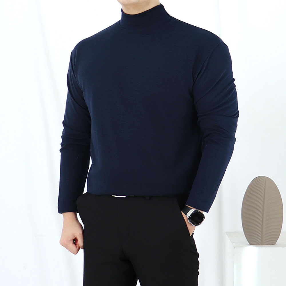 남자 머슬핏 반폴라 반터틀넥 니트