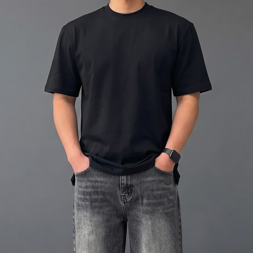 두꺼운반팔티 헤비웨이트 레이어드 10수반팔티
