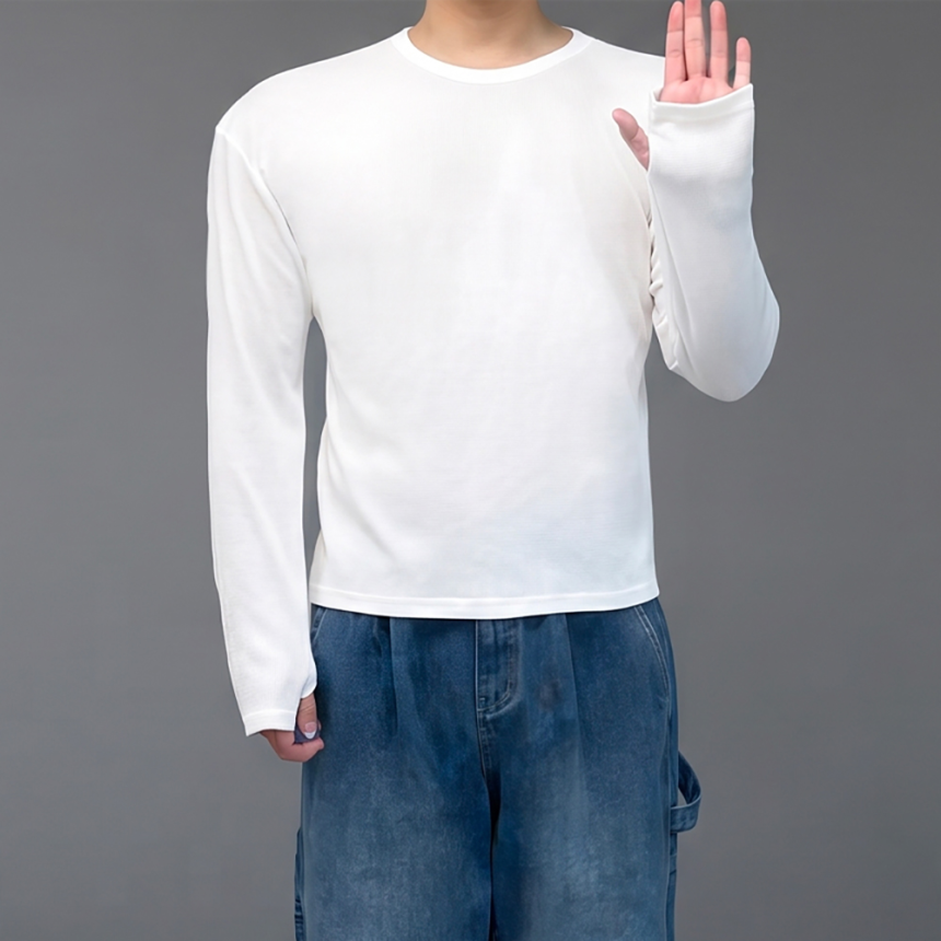 남자크롭긴팔 와플긴팔티 남자이너티셔츠 핸드워머