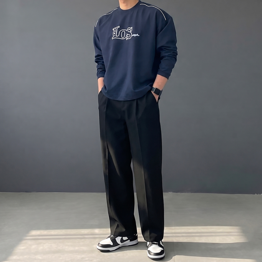 남자커브드팬츠 원턱 벌룬팬츠 남자트레이닝바지 통바지