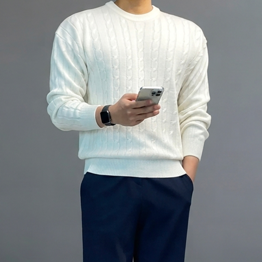 남자꽈배기니트 남자케이블니트 워셔블스웨터