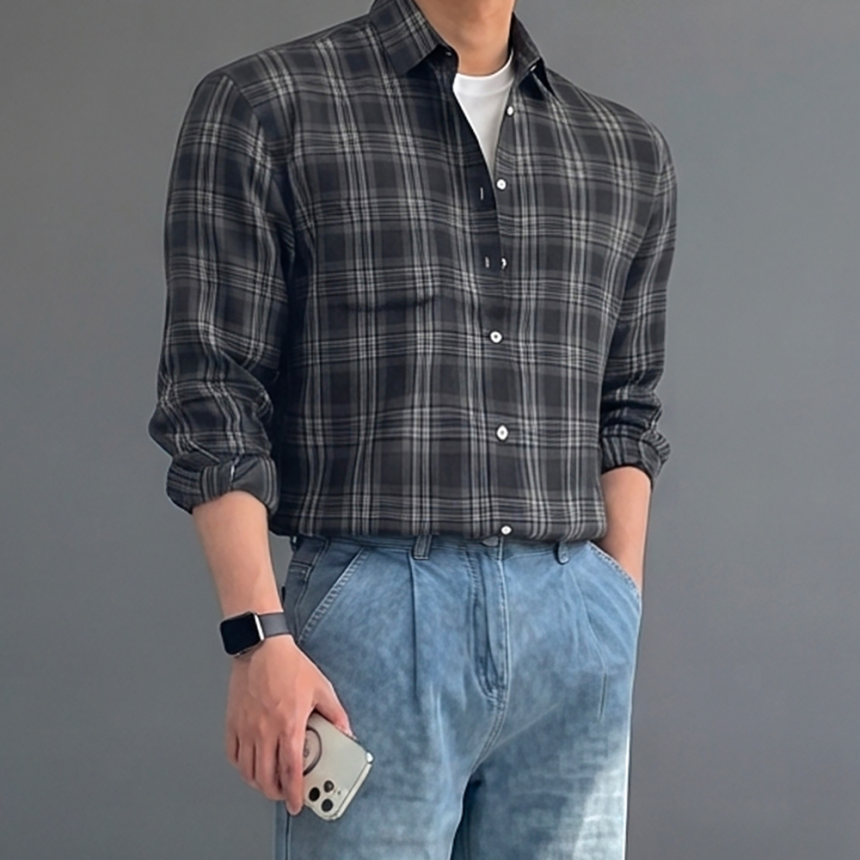플란넬셔츠 남자셔켓 체크남방 탄탄체크셔츠 남자오버핏남방
