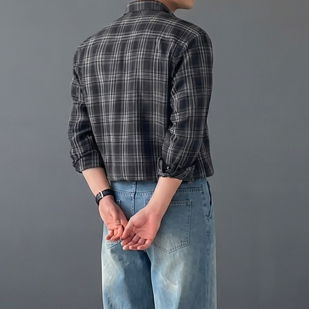 플란넬셔츠 남자셔켓 체크남방 탄탄체크셔츠 남자오버핏남방