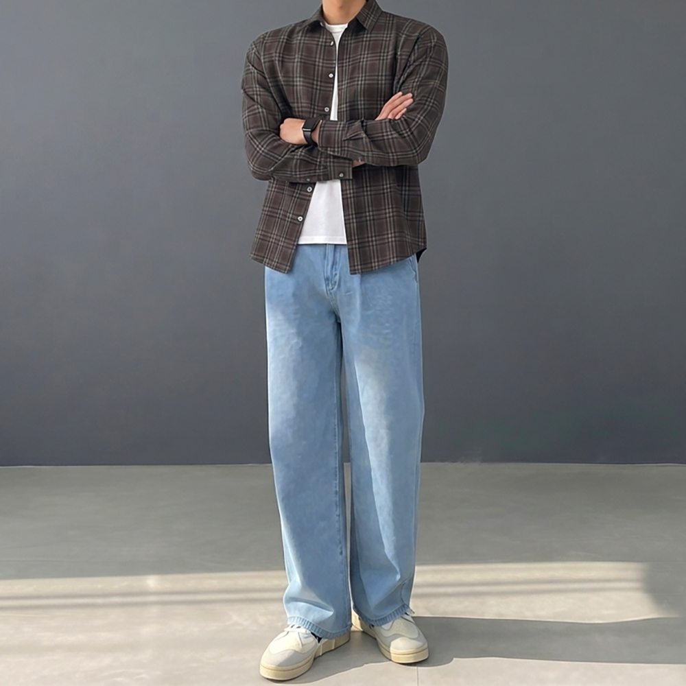플란넬셔츠 남자셔켓 체크남방 탄탄체크셔츠 남자오버핏남방
