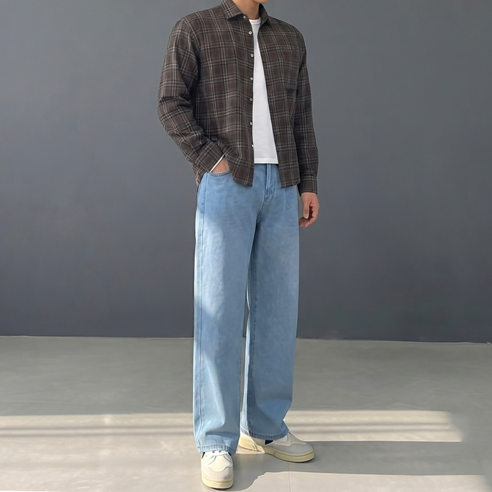 플란넬셔츠 남자셔켓 체크남방 탄탄체크셔츠 남자오버핏남방