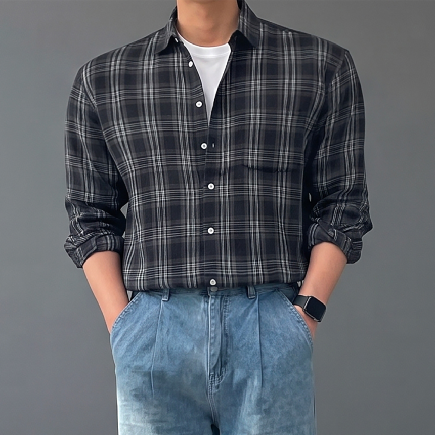 플란넬셔츠 남자셔켓 체크남방 탄탄체크셔츠 남자오버핏남방