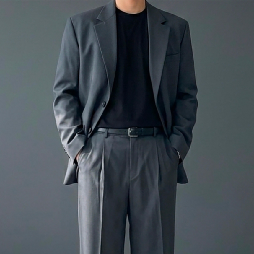 남자결혼식하객룩 연미복 남자오버핏셋업 남자와이드정장 차콜그레이정장