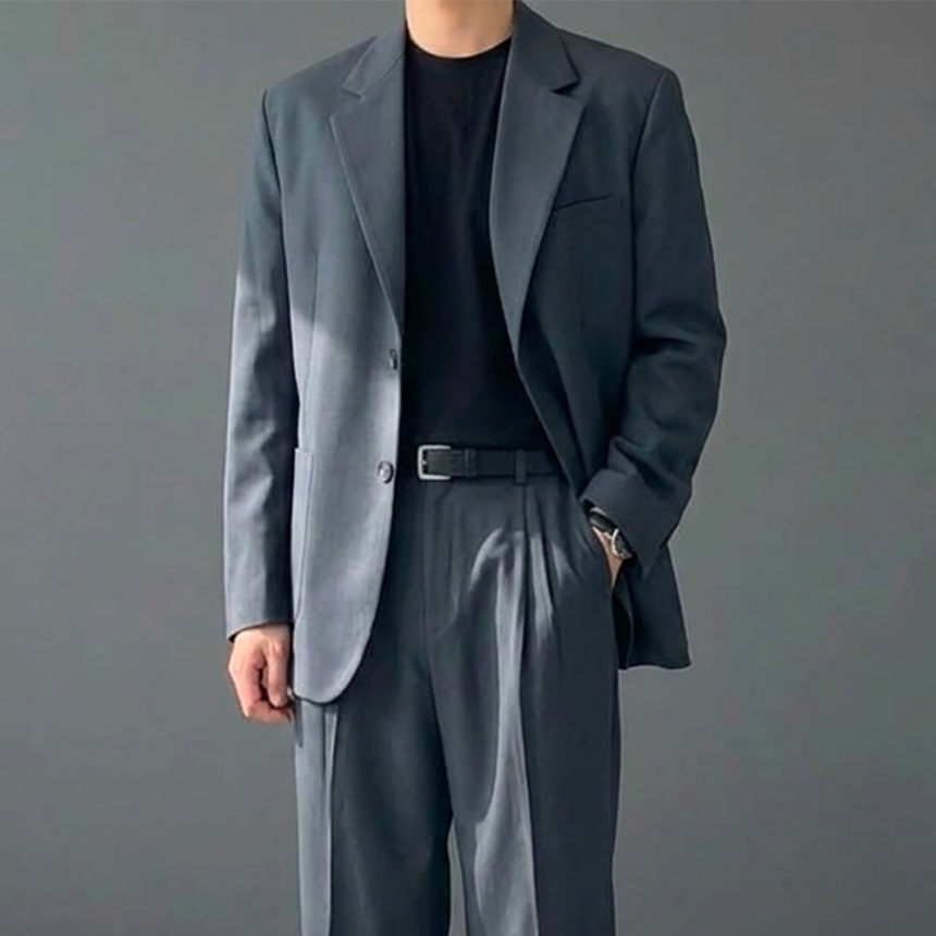 남자결혼식하객룩 연미복 남자오버핏셋업 남자와이드정장 차콜그레이정장