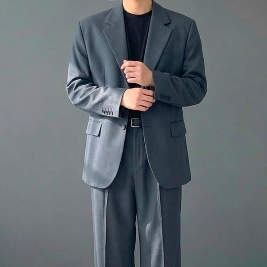 남자결혼식하객룩 연미복 남자오버핏셋업 남자와이드정장 차콜그레이정장