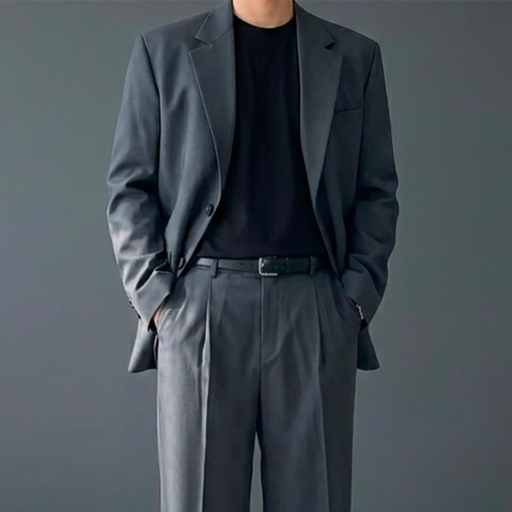 남자결혼식하객룩 연미복 남자오버핏셋업 남자와이드정장 차콜그레이정장