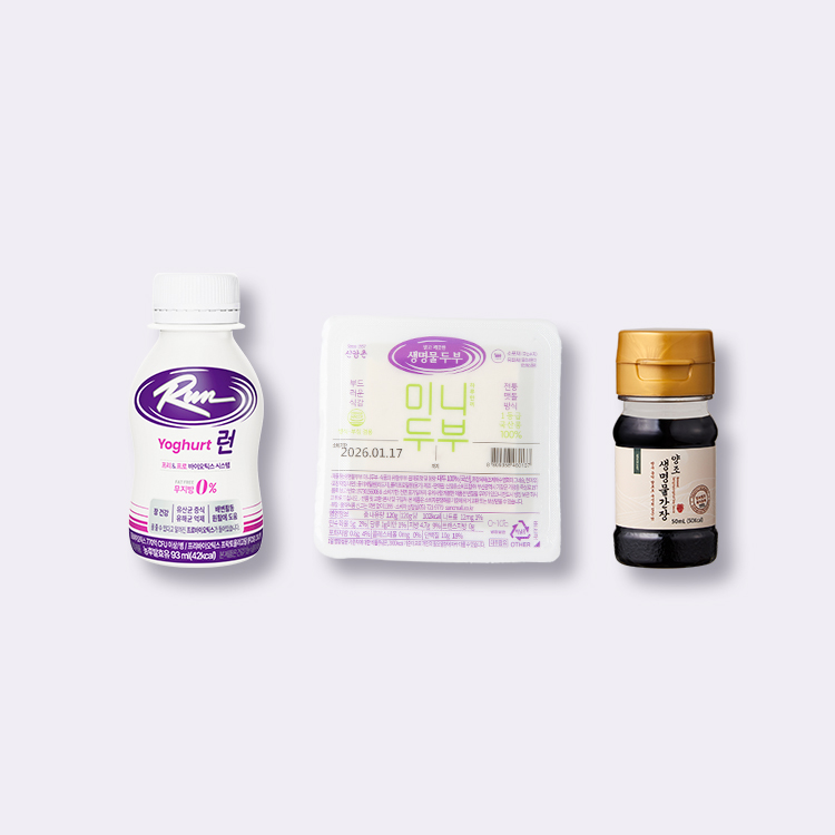 [정기구독] 밸런스 3종세트(미니런 93ml*7병+미니두부 2모+미니간장1병)