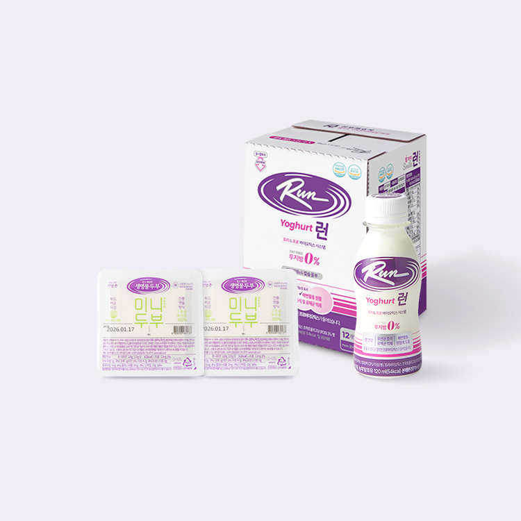 프리&프로바이오틱 런 요구르트 12병 + 미니두부 2모