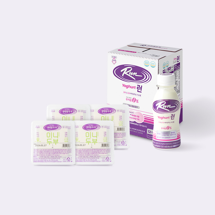 프리&프로바이오틱 런 요구르트 12병 + 미니두부 4모