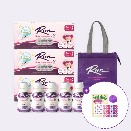 런요구르트 93mL*15병(보냉가방)사은품 빨대캡, 칭찬스티커