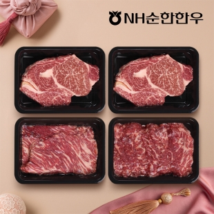 [NH순한한우] 1++등급 한우 구이정육 혼합선물세트 4호 1.2kg (등심/등심/국거리/불고기)