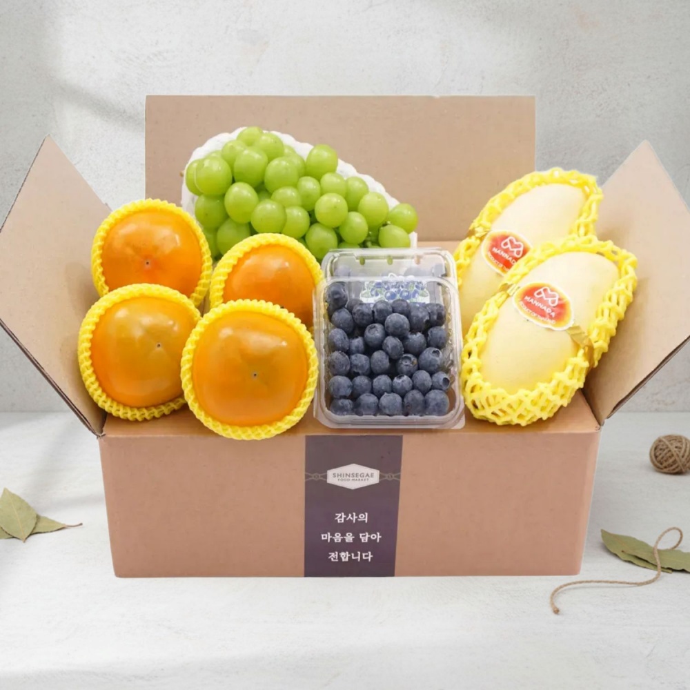 이달의과일 금 (총2.2kg 태국망고300g*2과+샤인머스켓600g+블루베리125g*2팩+감200g*4과)