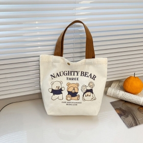 똑딱이 단추 곰돌이 캔버스 에코백