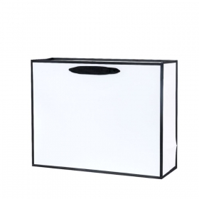 블랙 모서리 화이트 가로 쇼핑백 중형