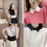 스탠다드 넥카라 페이크 셔츠