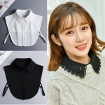 세로형 레이스 넥카라 페이크 셔츠