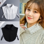 세로형 레이스 넥카라 페이크 셔츠