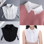 세로형 레이스 넥카라 페이크 셔츠