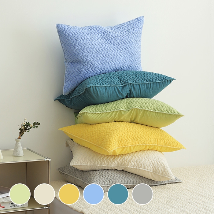 부드러운 피그먼트워싱 순면 코티지 베개커버 (6colors)