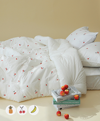 부드러운 소프트워싱 순면 과일 간절기 차렵이불베개세트 (3colors)