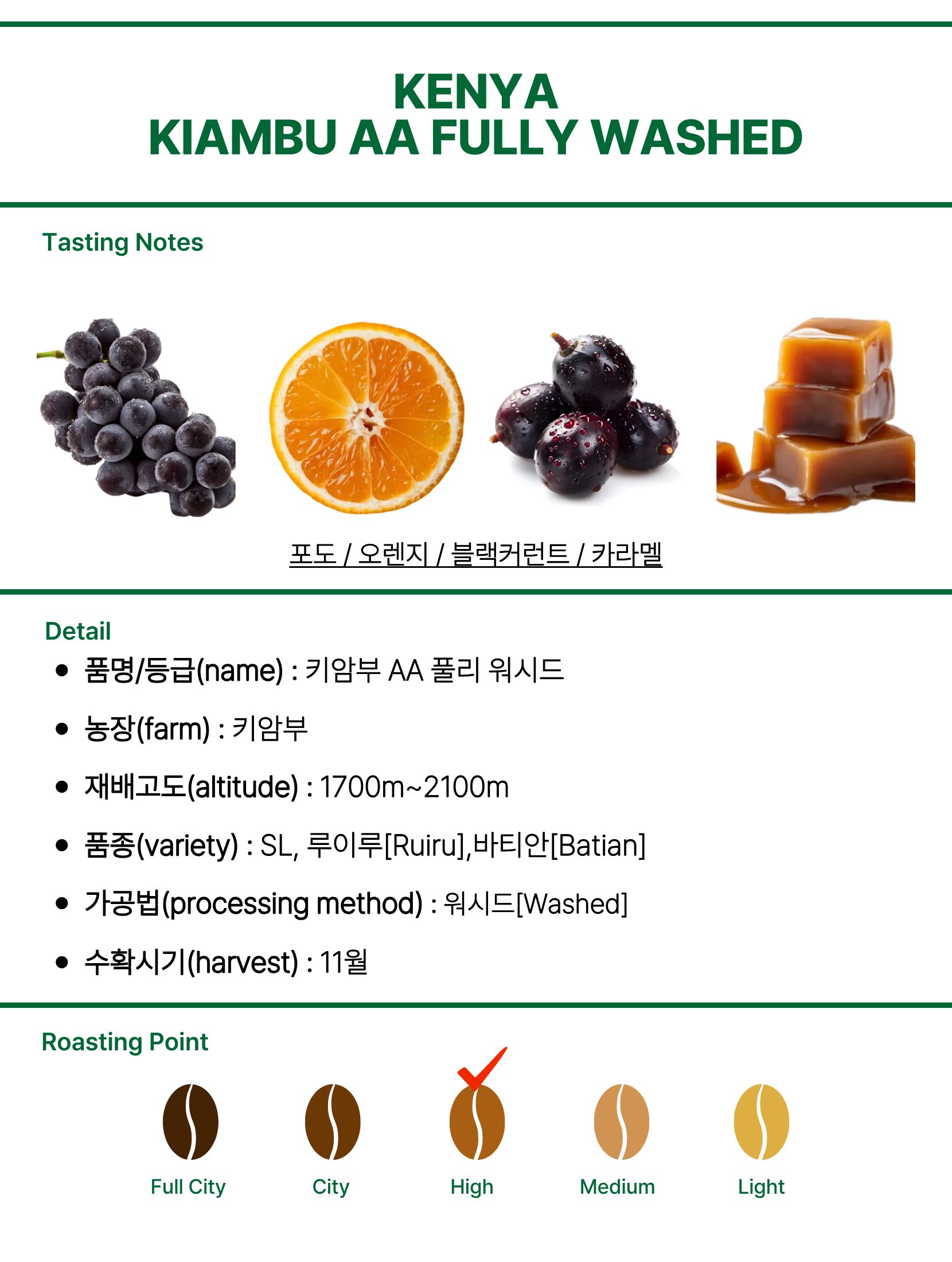 케냐 키암부 AA 풀리 워시드