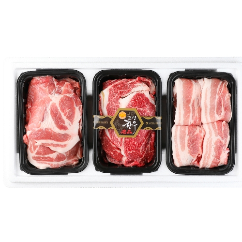 고산농협 1등급 한우 한돈 혼합세트(등심400g+삼겹 400g +목살 400g)