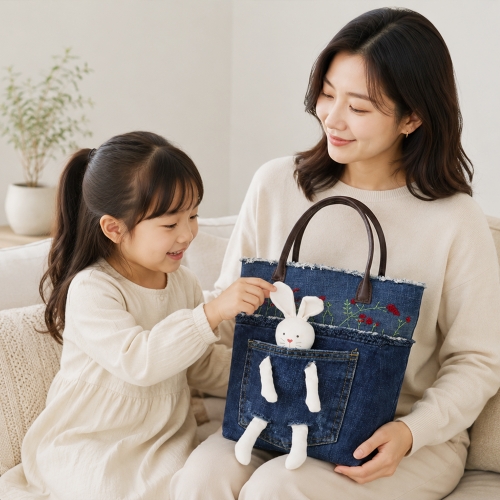 퀼트갤러리뀀 데님 업사이클 다용도 복조리백 벌룬미니백 텀블러백 에코백