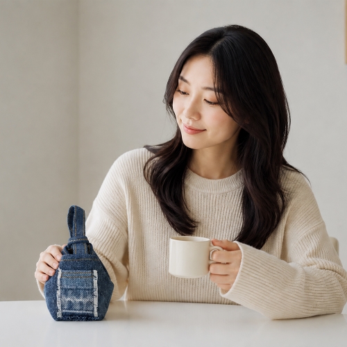 퀼트갤러리뀀 데님 업사이클 다용도 복조리백 벌룬미니백 텀블러백 에코백