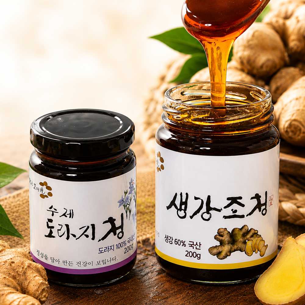 참살이모악골 도라지청200g+생강조청200g 선물세트
