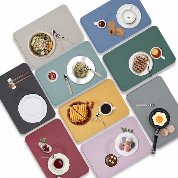 국내산 실리콘 미끄럼방지 방수기능 식탁매트 테이블매트 2type 9color 3인세트