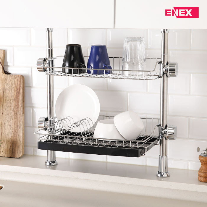 기둥식 2단선반 450 블랙