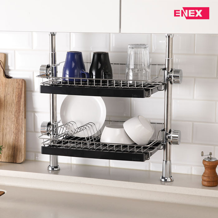 로얄 기둥식 2단 식기건조대 450 블랙