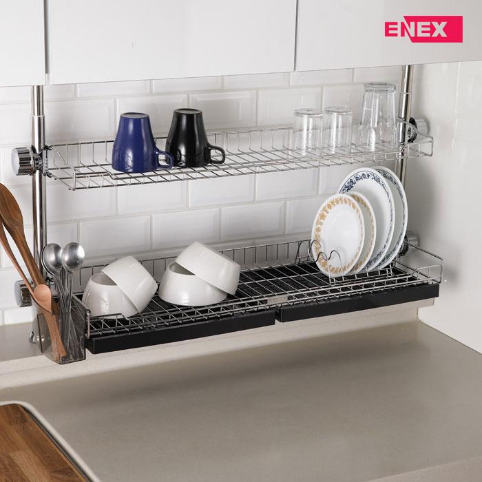 기둥식 2단선반 650 블랙