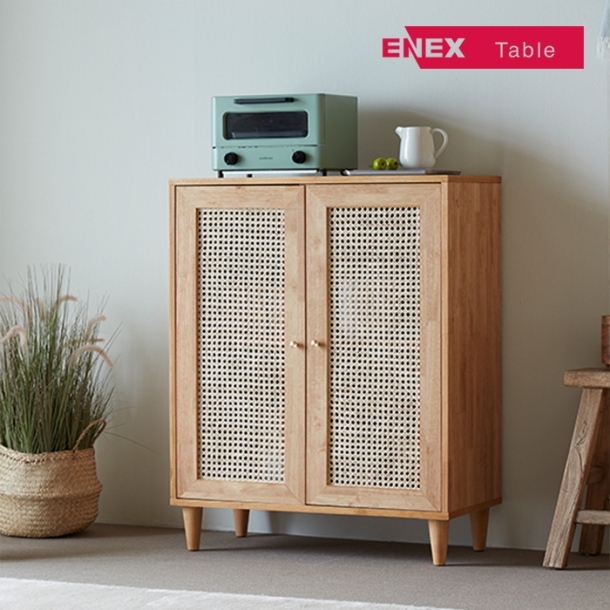 비엣 원목 라탄 800 낮은 수납장